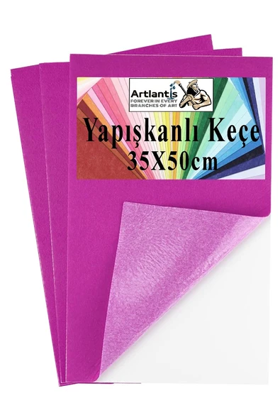Fuşya Yapışkanlı Keçe 50x70 cm 3 Adet 2.0 mm Kendinden Yapışkanlı Renkli Hobi Keçesi Elişi Keçe Kumaşı Anasınıfı
