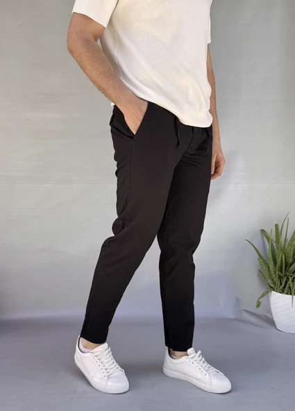 Bel Lastik İpli Arka Cep Kapaklı Jogger - 2