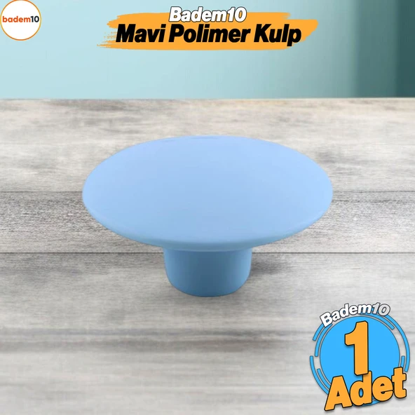 Bohem Mavi Geniş Mantar Kulp Düğme 1 ADET Mobilya Dolabı Çekmece Mutfak Dolap Kulpu Kulbu Plastik - Resim 2