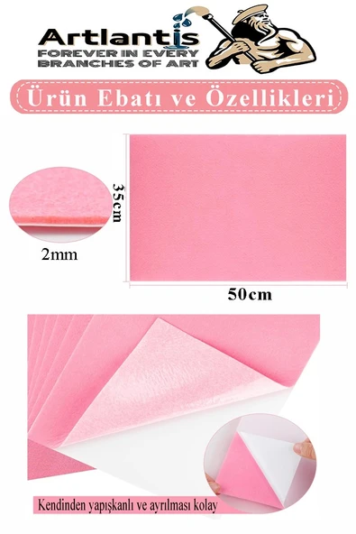 Mavi Yapışkanlı Keçe 35x50 cm 3 Adet 2.0 mm Kendinden Yapışkanlı Renkli Hobi Keçesi Elişi Keçe Kumaşı Anasınıfı - 3