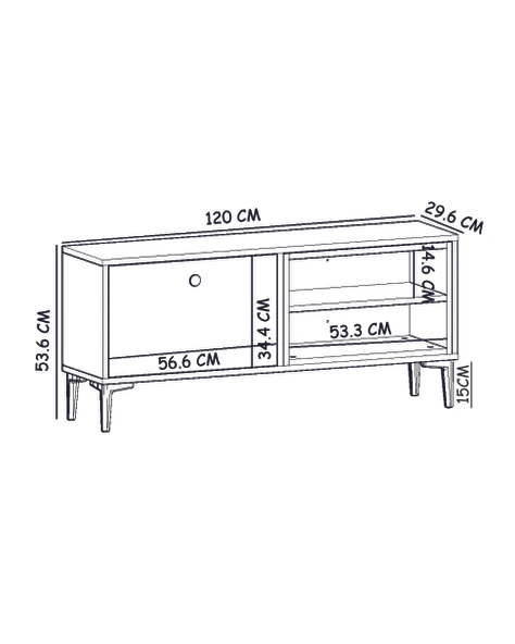Selis T004 Modern TV Sehpası – Ahşap Siyah/Safir Meşe - 120 cm - 5