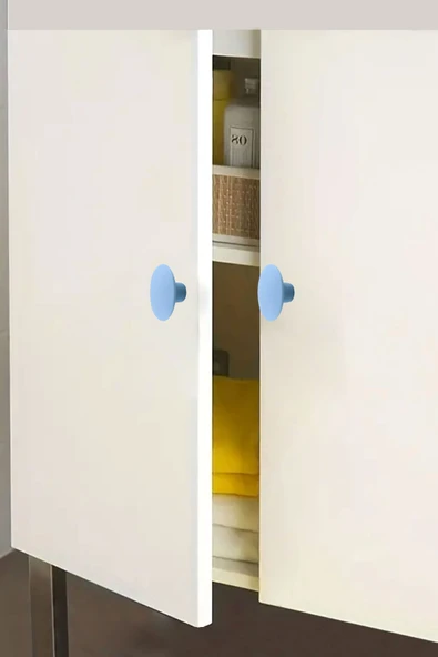 Bohem Mavi Geniş Mantar Kulp Düğme 1 ADET Mobilya Dolabı Çekmece Mutfak Dolap Kulpu Kulbu Plastik - Resim 5