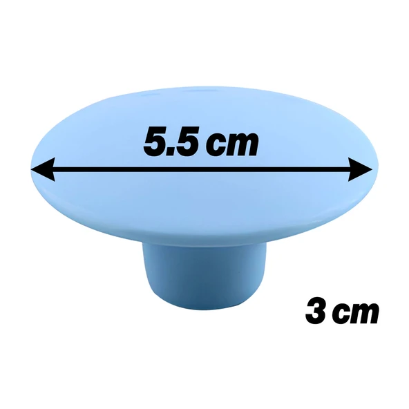 Bohem Mavi Geniş Mantar Kulp Düğme 1 ADET Mobilya Dolabı Çekmece Mutfak Dolap Kulpu Kulbu Plastik - Resim 7