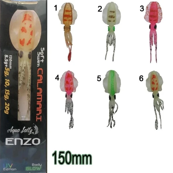 Aquasalty Enzo Calamari 2 jig İğneli Silikon Ahtapot 150mm 40gr Renk:3