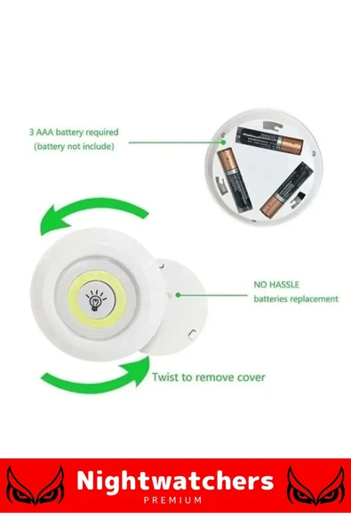 Lüks Av Kamp Ev Okul Araba Otel Pilli Uzaktan Kumandalı Yapışkanlı Dayanıklı 3'lü Led Spot - 1 Adet - 3