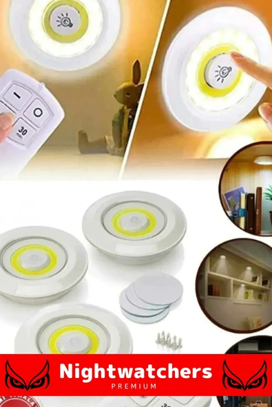 Lüks Av Kamp Ev Okul Araba Otel Pilli Uzaktan Kumandalı Yapışkanlı Dayanıklı 3'lü Led Spot - 1 Adet - 5