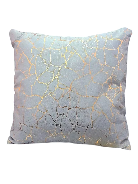 Altın Varaklı Yaldızlı Dekoratif Şık Tekli Kırlent Kılıfı  - AÇIK GRİ - 4