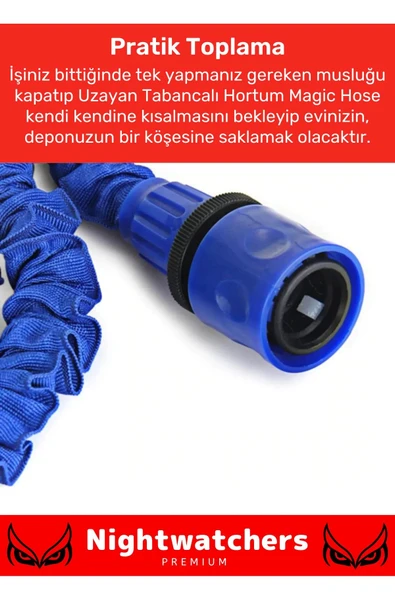 Premium Seri Dolaşmaz Kırılmaz 7 Kademeli Uzayan Bahçe Sulama Araç Yıkama Tabancalı 30 Metre Hortum - 4