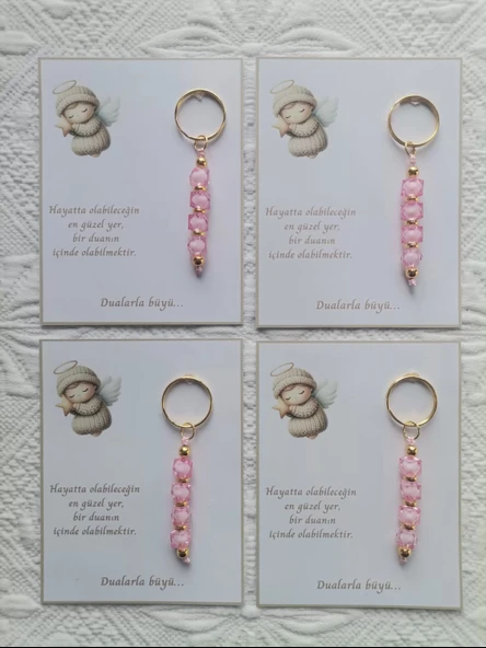 72 Adet Pembe Anahtarlık Dualarla Büyü Yazılı Hastane,Yeni Doğan, 40 Mevlidi, Dağıtmalık Hediyelik - 3
