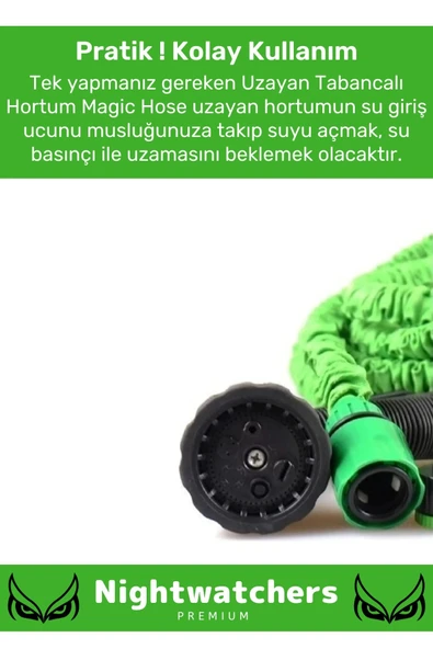 Premium Seri Dolaşmaz Kırılmaz 7 Kademeli Uzayan Bahçe Sulama Araç Yıkama Tabancalı 15 Metre Hortum - 5