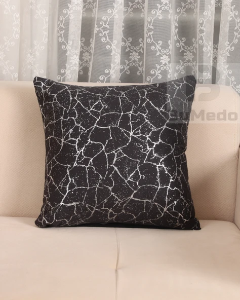 Gümüş Varaklı Yaldızlı Dekoratif Şık Tekli Kırlent Kılıfı - 3