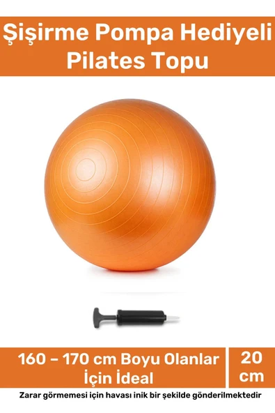 Seri Dayanıklı Yüksek Kalite Mini Gymball 20cm Turuncu Pilates Topu Şişirme Pompa