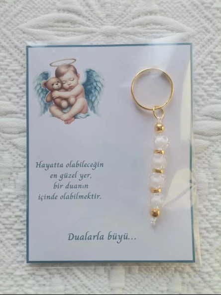 72 Adet Yeni Doğan Hastane ve 40 Mevlidi Bebek Mevlidi Dağıtmalık Beyaz Anahtarlık Hediyelik - 4