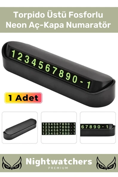Lüks Araç Içi Park Telefon Numarası Araba Oto Cam Kartı Torpido Üstü Fosforlu Neon Aç-Kapa Numaratör