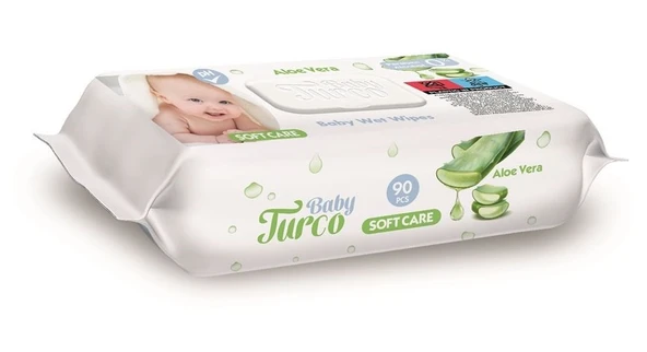 Baby Turco Islak Havlu Mendil Soft Care Aloe Vera 90 Yaprak Tekli Pk Plastik Kapaklı