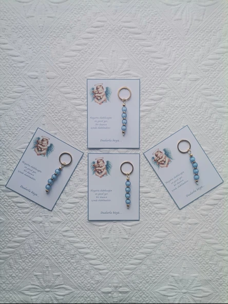 100 Adet Yeni Doğan Hastane ve 40 Mevlidi Bebek Mevlidi Dağıtmalık Mavi Anahtarlık Hediyelik ürün görseli