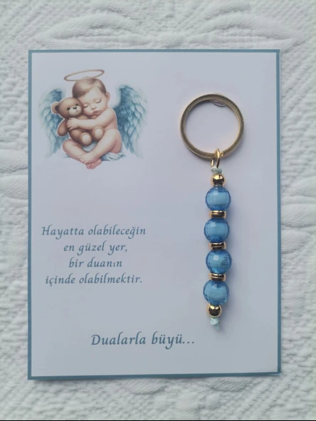 48 Adet Yeni Doğan Hastane ve 40 Mevlidi Bebek Mevlidi Dağıtmalık Mavi Anahtarlık Hediyelik - Resim 5
