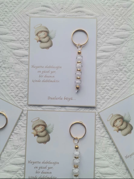 24 Adet Beyaz Anahtarlık Dualarla Büyü Yazılı Hastane,Yeni Doğan, 40 Mevlidi, Dağıtmalık Hediyelik - Resim 6