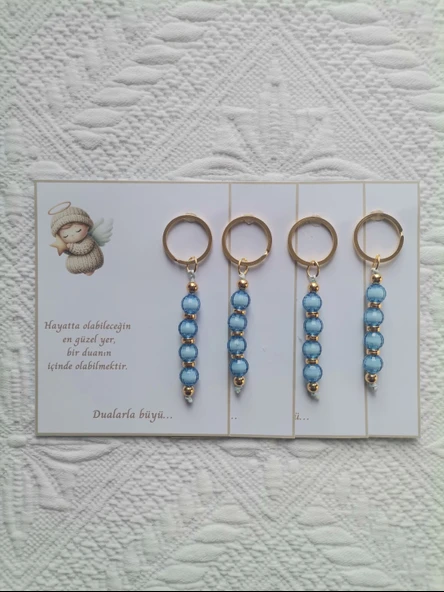 48 Adet Mavi Anahtarlık Dualarla Büyü Yazılı Hastane,Yeni Doğan, 40 Mevlidi, Dağıtmalık Hediyelik - Resim 5