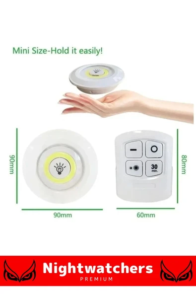 Deluxe Av Kamp Ev Okul Araba Otel Pilli Uzaktan Kumandalı Yapışkanlı Dayanıklı 3'Lü Led Spot 1 Adet - 2