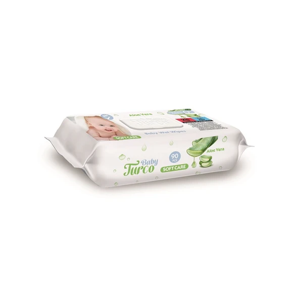 Baby Turco Islak Havlu Mendil Soft Care Aloe Vera 90 Yaprak (3 Lü Pk) 270 Yaprak Plastik Kapaklı - 4