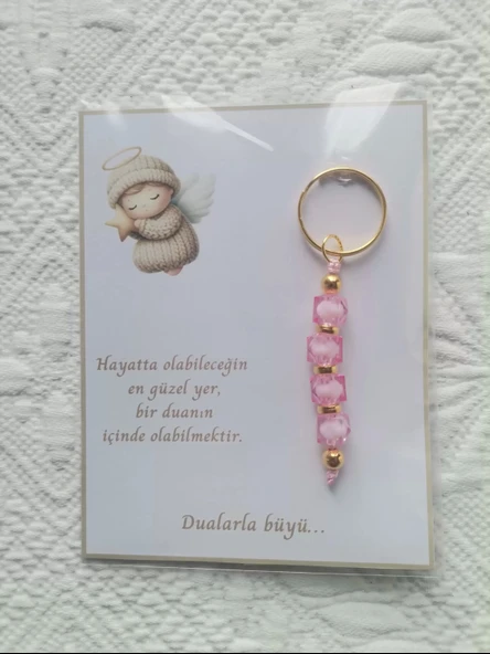 72 Adet Pembe Anahtarlık Dualarla Büyü Yazılı Hastane,Yeni Doğan, 40 Mevlidi, Dağıtmalık Hediyelik - 5