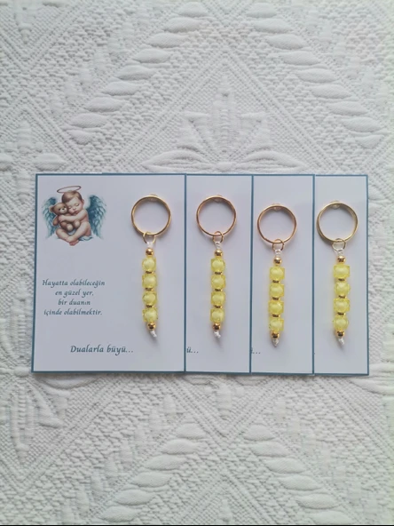 72 Adet Yeni Doğan Hastane ve 40 Mevlidi Bebek Mevlidi Dağıtmalık Sarı Anahtarlık Hediyelik - 4