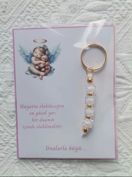 100 Adet Yeni Doğan Hastane ve 40 Mevlidi Bebek Mevlidi Dağıtmalık Beyaz Anahtarlık Hediyelik - Resim 5