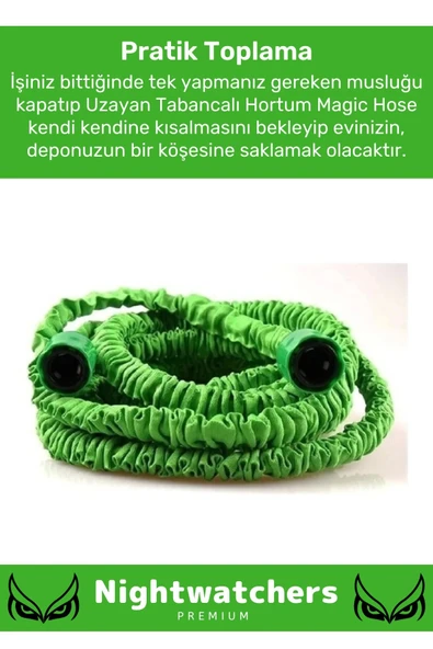 Premium Seri Dolaşmaz Kırılmaz 7 Kademeli Uzayan Bahçe Sulama Araç Yıkama Tabancalı 15 Metre Hortum - 4