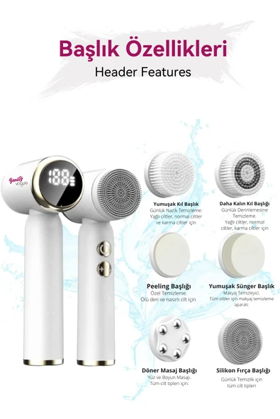 Beauty Vogue 6 in / 1 - 3 Aşamalı Led Şarjlı Ekranlı Peeling Masaj Cilt Bakım Cihazı Aleti - 4