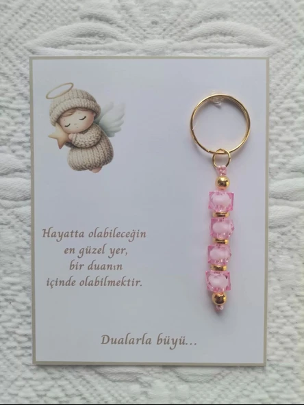 72 Adet Pembe Anahtarlık Dualarla Büyü Yazılı Hastane,Yeni Doğan, 40 Mevlidi, Dağıtmalık Hediyelik - 2