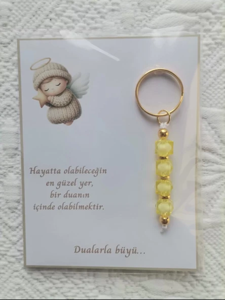 100 Adet Sarı Anahtarlık Dualarla Büyü Yazılı Hastane,Yeni Doğan, 40 Mevlidi, Dağıtmalık Hediyelik - Resim 5