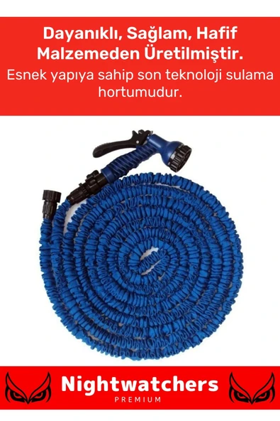 Premium Seri Dolaşmaz Kırılmaz 7 Kademeli Uzayan Bahçe Sulama Araç Yıkama Tabancalı 15 Metre Hortum - 2