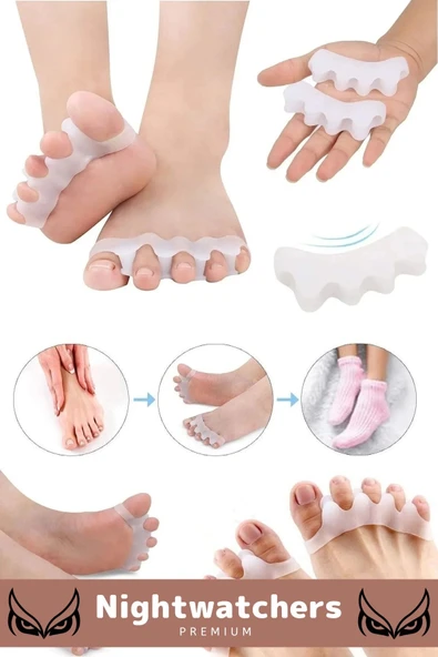 Kemik Büyümesi Karşıtı Şekil Bozukluğu Önleyici Ayak 5 Parmak Ayıran Silikon Bunyon Ayırıcı 2'li Set - 3