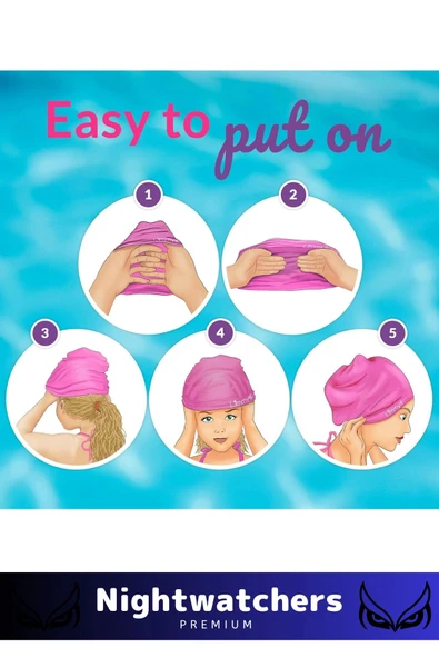 Deluxe Su Geçirmez Sızdırmaz Renkli Silikon Yüzücü Havuz Deniz Bone Elastik Yüzme Şapkası 2'li Set - 2