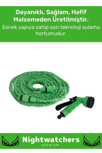 Premium Seri Dolaşmaz Kırılmaz 7 Kademeli Uzayan Bahçe Sulama Araç Yıkama Tabancalı 15 Metre Hortum - 2