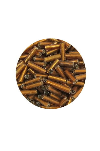Uzun Boru Kesme Boncuk Çap 2mm Uzunluk 10 mm - 60 Gram - Koyu Altın - BNC265 - 2