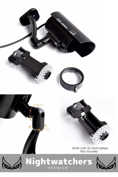 Lüks Ev Apartman Bahçe İş Yeri Gece Görüşlü Pilli Ledli Caydırıcı Oyuncak Güvenlik Kamerası 2'li Set - 4