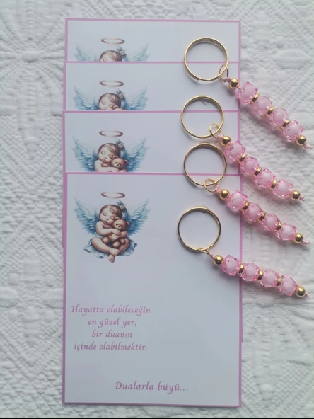 24 Adet Yeni Doğan Hastane ve 40 Mevlidi Bebek Mevlidi Dağıtmalık Pembe Anahtarlık Hediyelik - Resim 4