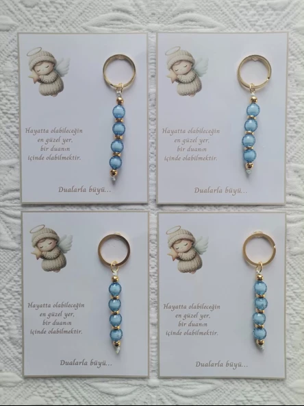 48 Adet Mavi Anahtarlık Dualarla Büyü Yazılı Hastane,Yeni Doğan, 40 Mevlidi, Dağıtmalık Hediyelik - Resim 3