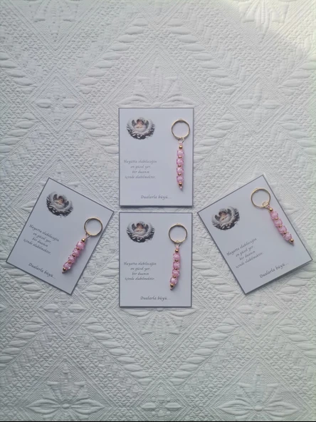 24 Adet Dualarla Büyü Yazılı Hastane,Yeni Doğan, 40 Mevlidi, Dağıtmalık Pembe Anahtarlık Hediyelik ürün görseli