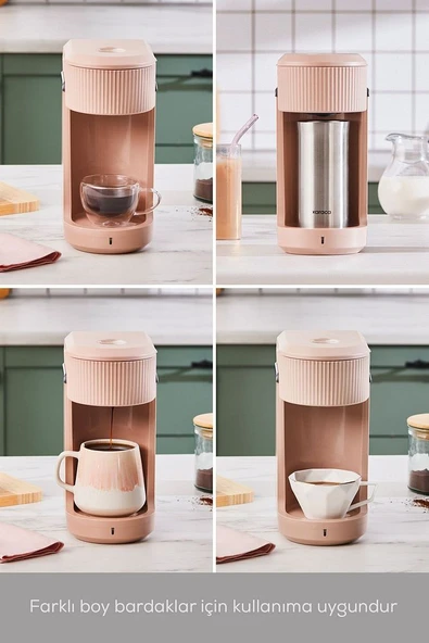 Mono Personal Filtre Kahve Makinesi ve İnox Kişisel Termos Hediyeli Beige - 5