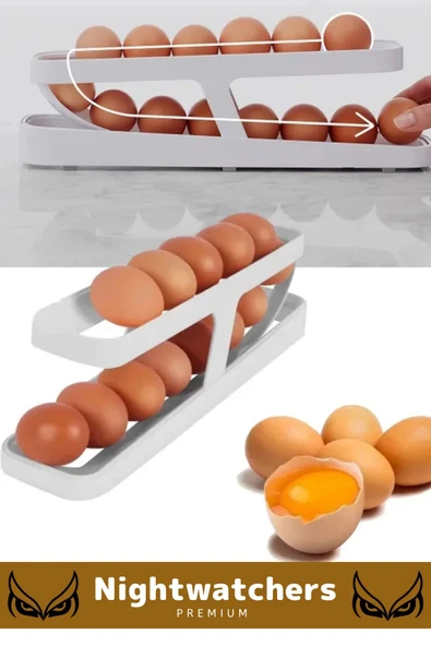 Deluxe Seri Buzdolabı Plastik 2 Katlı Kullanışlı Pratik Raf Düzenleyici Yeni Nesil Yumurta Standı - 6