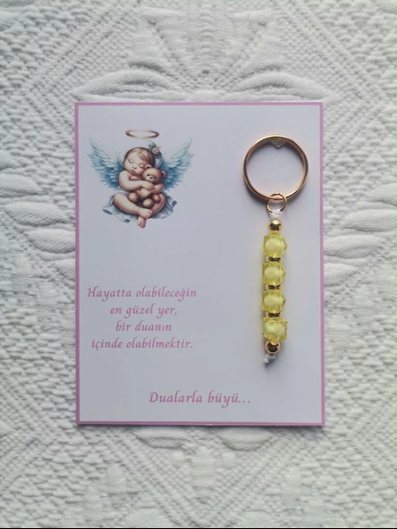 48 Adet Yeni Doğan Hastane ve 40 Mevlidi Bebek Mevlidi Dağıtmalık Sarı Anahtarlık Hediyelik - Resim 2