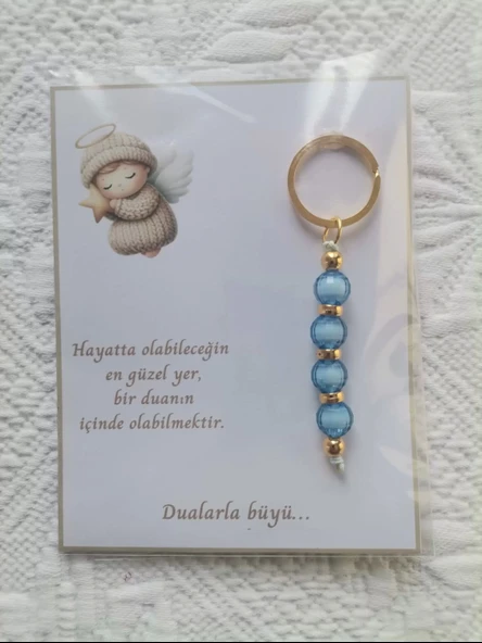 100 Adet Mavi Anahtarlık Dualarla Büyü Yazılı Hastane,Yeni Doğan, 40 Mevlidi, Dağıtmalık Hediyelik - Resim 4