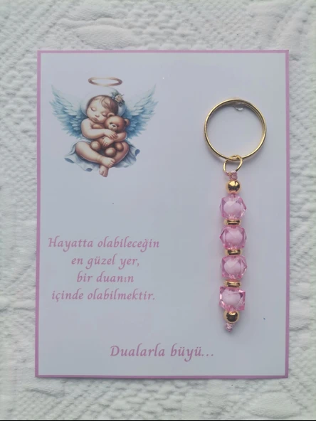 48 Adet Yeni Doğan Hastane ve 40 Mevlidi Bebek Mevlidi Dağıtmalık Pembe Anahtarlık Hediyelik - Resim 2