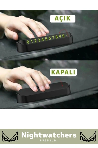 Lüks Araç Içi Park Telefon Numarası Araba Oto Cam Kartı Torpido Üstü Fosforlu Neon Aç-Kapa Numaratör - 6
