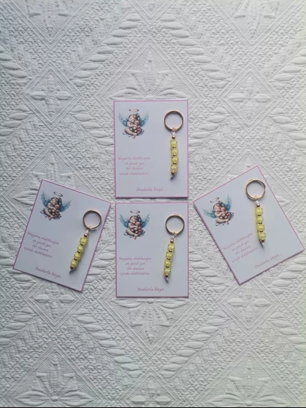 48 Adet Yeni Doğan Hastane ve 40 Mevlidi Bebek Mevlidi Dağıtmalık Sarı Anahtarlık Hediyelik ürün görseli