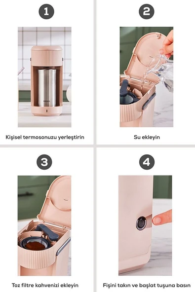 Mono Personal Filtre Kahve Makinesi ve İnox Kişisel Termos Hediyeli Beige - 7