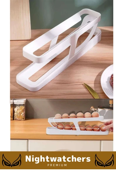 Deluxe Buzdolabı Plastik 2 Katlı Kullanışlı Pratik Raf Düzenleyici Yeni Nesil Yumurta Standı 2 Adet - 7